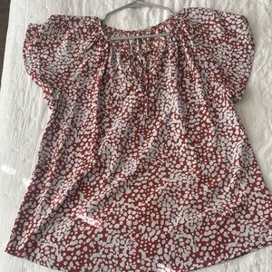 Elegant Red and White Blouse